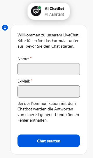 LiraSpin Casino LiveChat mit Name und E-Mail für den Support